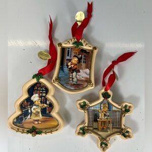 3 Vintage MJ Hummel CHRISTMAS Ornaments by the Danbury Mint Germany